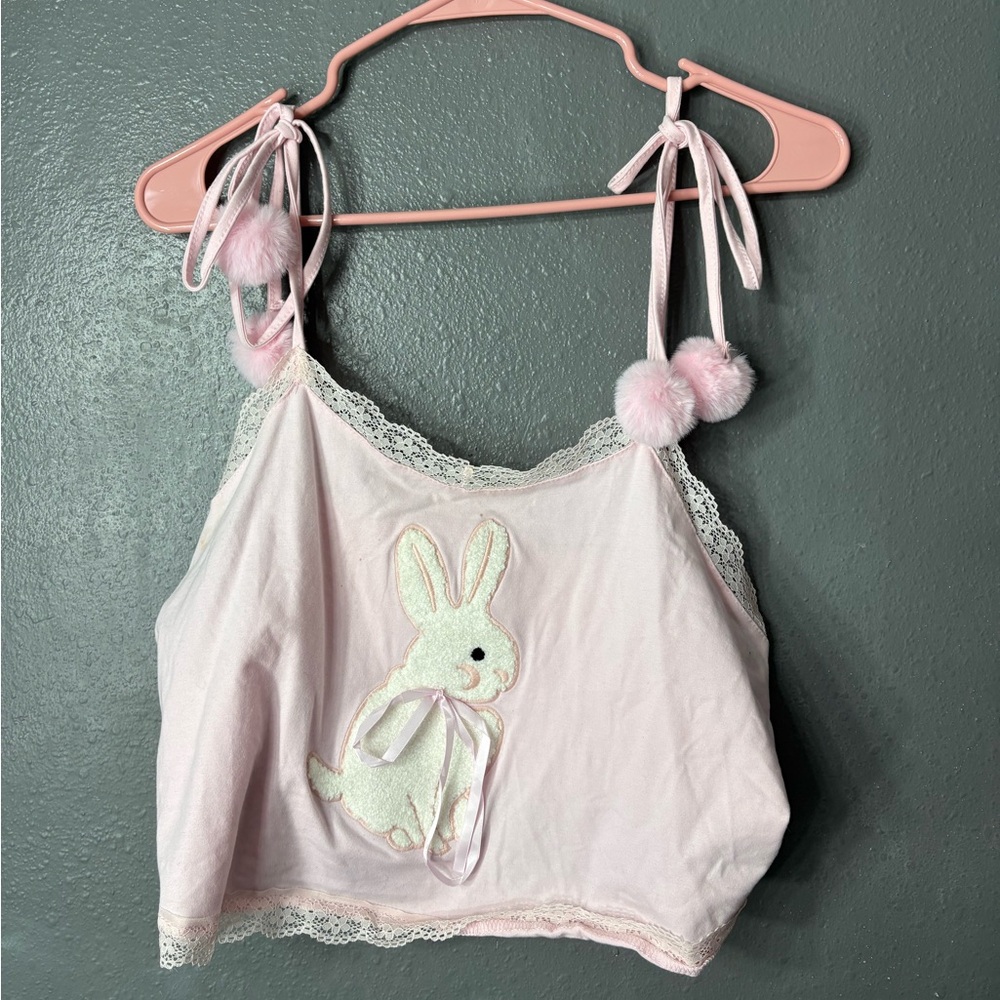 Pink bunny crop top